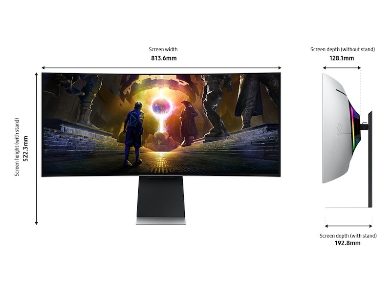 34" Odyssey OLED G8 (G85SD) Ultra-WQHD 175Hz 0.03ms Curved Gaming Monitor Silver