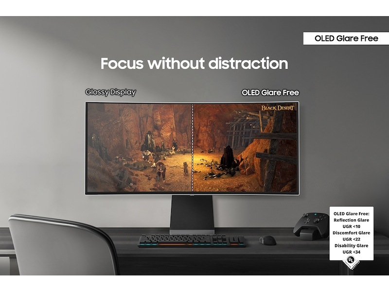 34" Odyssey OLED G8 (G85SD) Ultra-WQHD 175Hz 0.03ms Curved Gaming Monitor Silver
