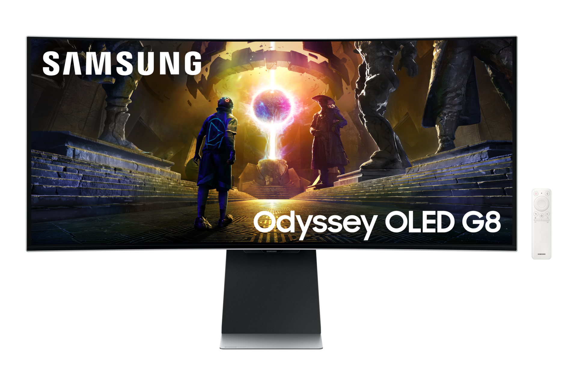 Odyssey OLED G8 G85SD Ultra WQHD 175Hz Gaming Monitor Front2 Silver 