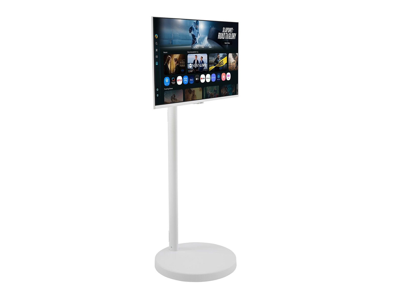 A three-quarters view of the Samsung 43 Inch The Movingstyle Essential 4K Smart Rolling Monitor.