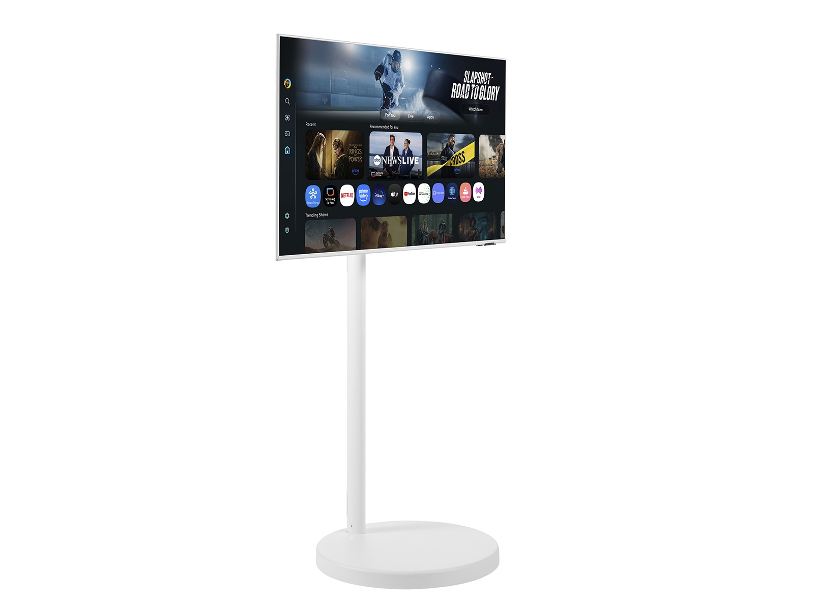 A three-quarters view of the Samsung 43 Inch The Movingstyle Essential 4K Smart Rolling Monitor.