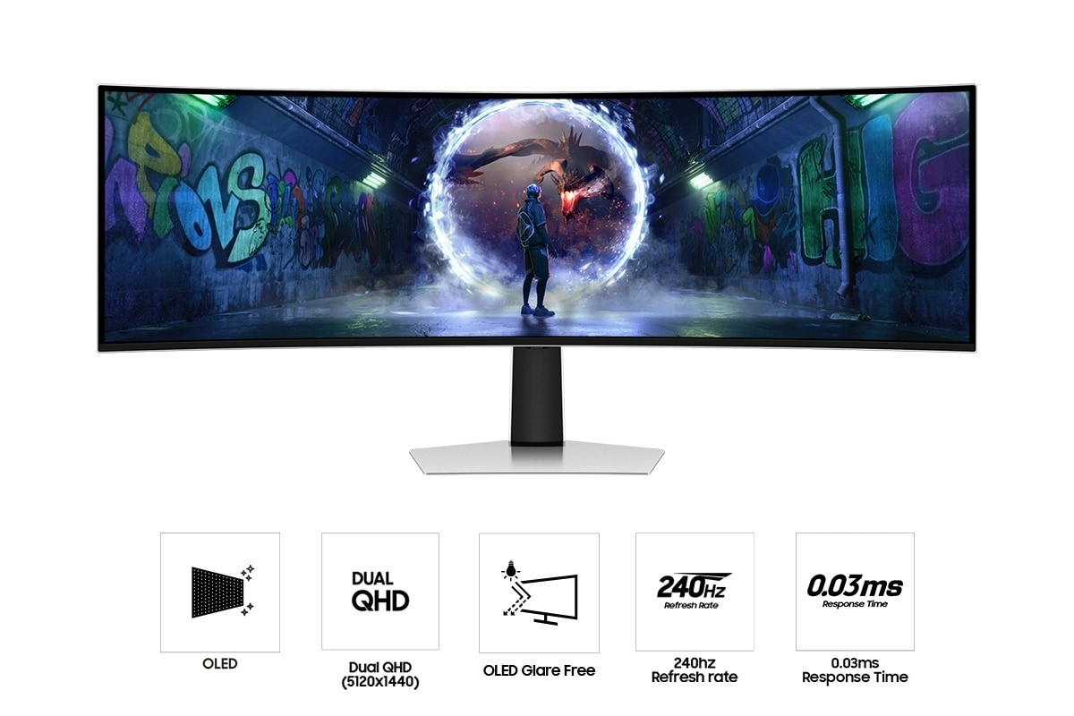49 Odyssey OLED G9 G93SD DQHD 240Hz Gaming Monitor Silver