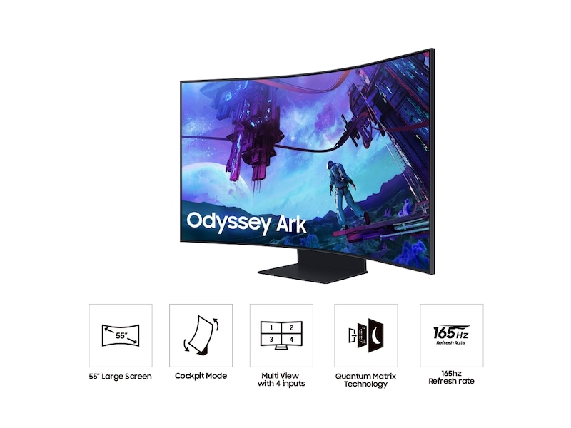 55" Odyssey Ark 2nd Gen. 4K UHD 165Hz 1ms(GtG) Quantum Mini-LED Curved Gaming Screen Set2 Black 