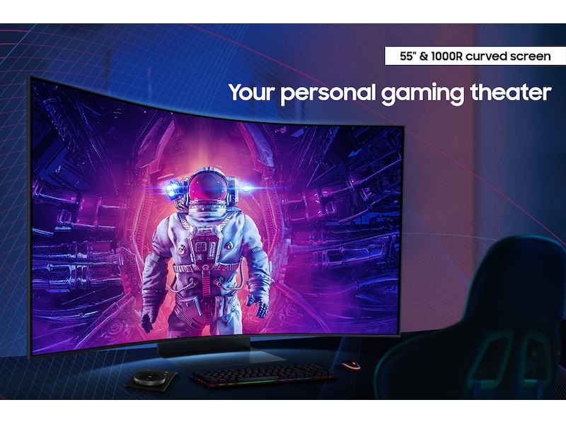 55" Odyssey Ark 2nd Gen. 4K UHD 165Hz 1ms(GtG) Quantum Mini-LED Curved Gaming Screen Back-Horizontal Black 