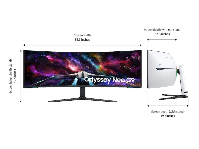 57" Odyssey Neo G9 Dual 4K UHD Quantum Mini-LED 240Hz 1ms(GtG) HDR 1000 Curved Gaming Monitor White