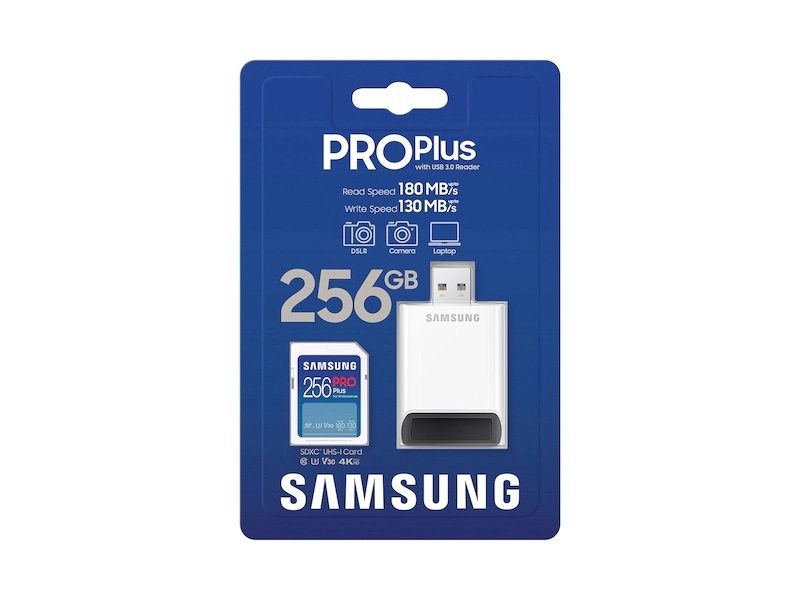 PRO Plus + Reader Full Size SDXC Card 256GB White