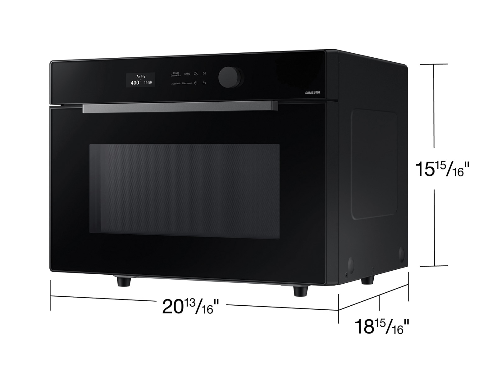 1.2 cu. ft. Countertop Microwave with Power Convection in Black Glass Front-Open Black 