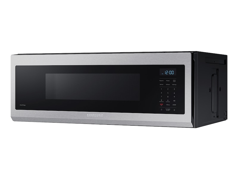 1.1 cu. ft. Smart SLIM Over-the-Range Microwave with 400 CFM Hood Ventilation, Wi-Fi &amp; Voice Control Front-Low Silver 