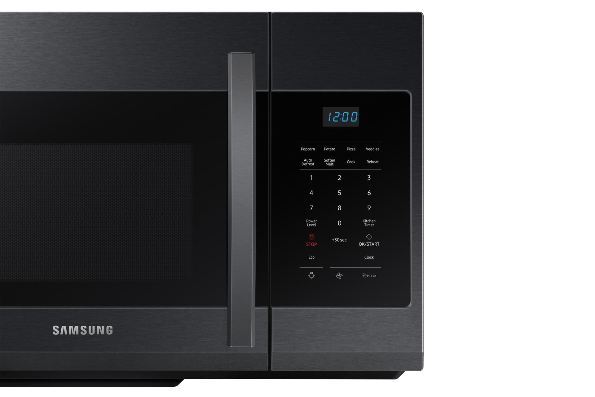 Blue LED Display and touchpad on 1.7 cu. ft. Over-the-Range Microwave
