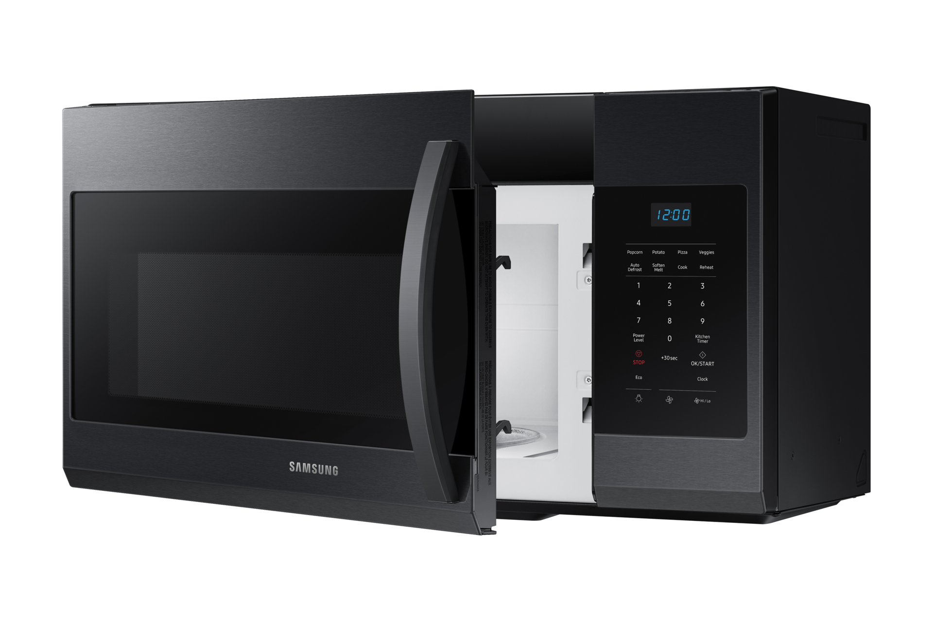 Right angle view with door popped open 1.7 cu. ft. Over-the-Range Microwave