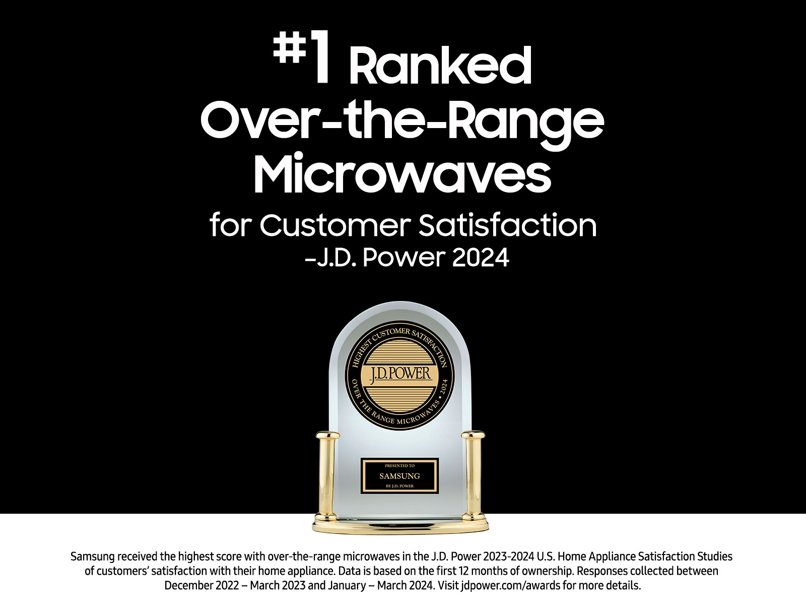 Number 1 in Customer Satisfaction for Over the Range Microwaves 2 years in a row by JD Power