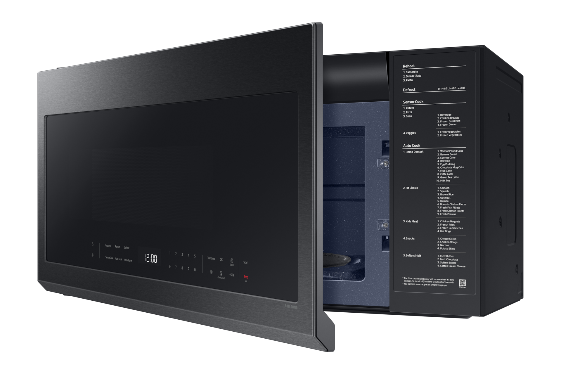 2.1 cu. ft. Over-the-Range Microwave with Wi-Fi R-Perspective-Open Matte Black Steel 