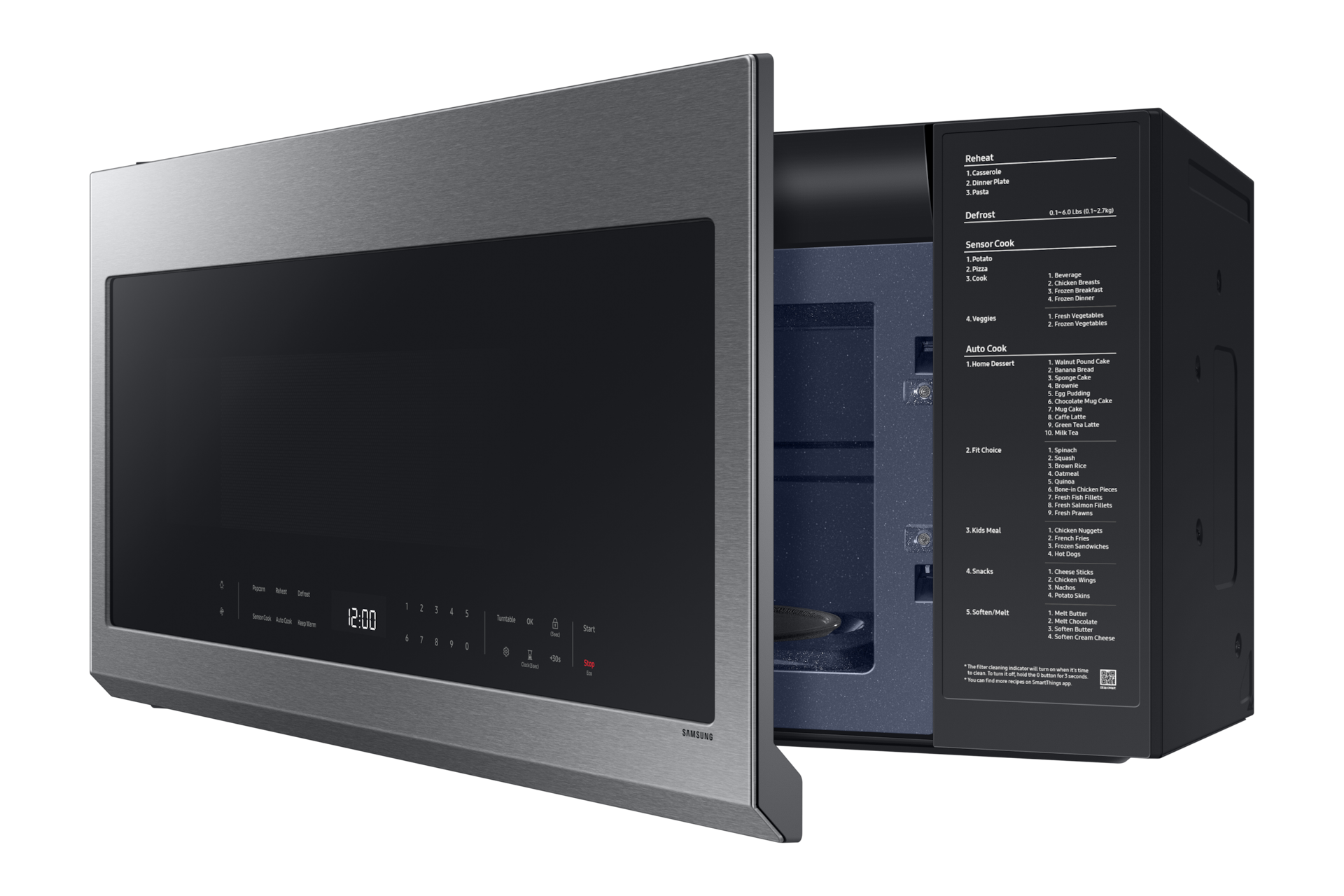 2.1 cu. ft. Over-the-Range Microwave with Wi-Fi R-Perspective-Open Silver 
