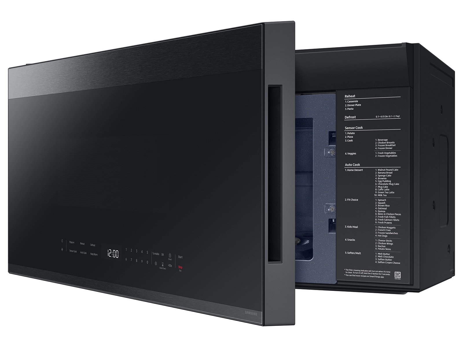 Bespoke 2.1 cu. ft. Over-the-Range Microwave with Edge to Edge Glass Display in Matte Black Steel