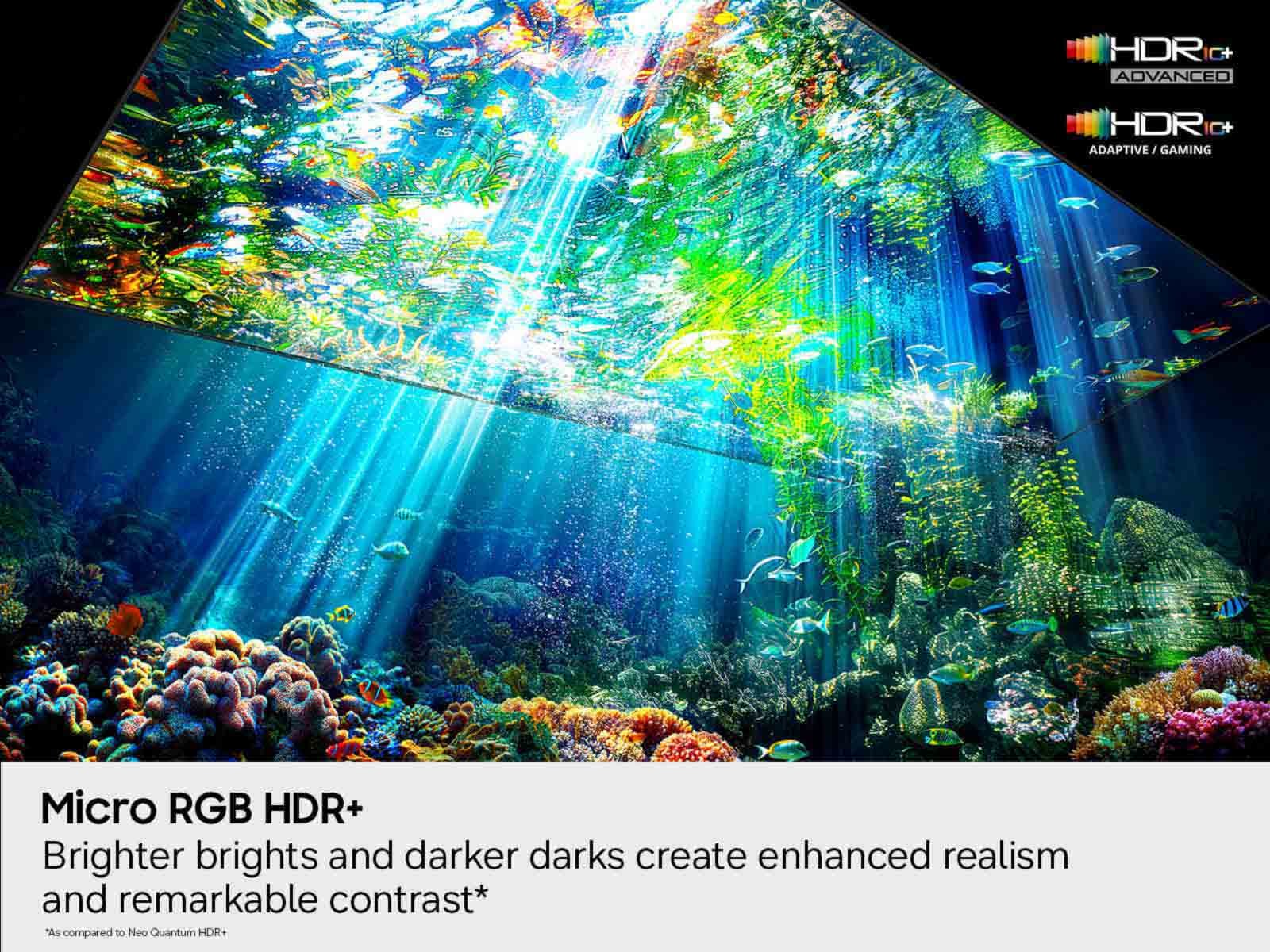 A with and without comparison image of how the glare free display looks on the Micro RGB R85H.