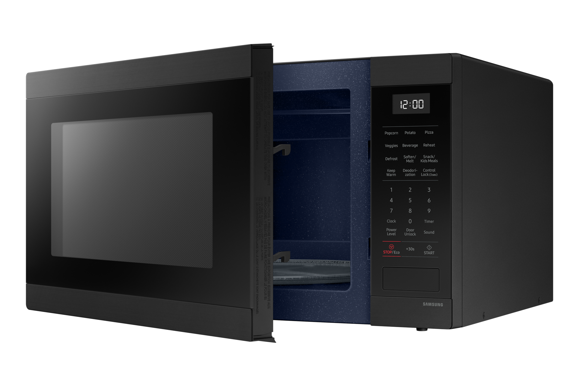 MW8000M Solo MWO with 1.9 cu.ft. Capacity and Sensor Cook R-Perspective-Open Matte Black Steel 