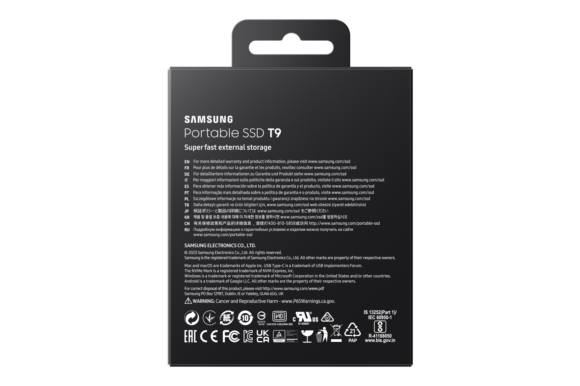 Portable SSD T9 USB 3.2 Gen 2x2 Back-PKG Black 