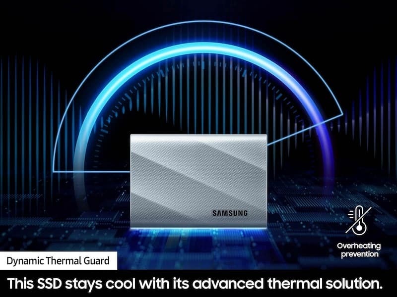 Portable SSD T9 USB 3.2 Gen 2x2 Dynamic Thermal Guard Gray 