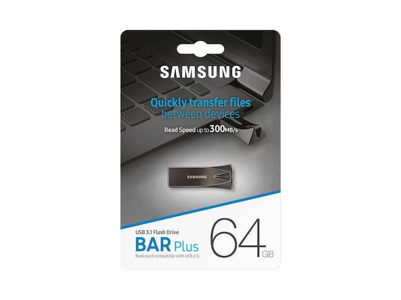 BAR Plus USB 3.2 Gen 1 Flash Drive Titan Gray L-Perspective Titanium Gray 