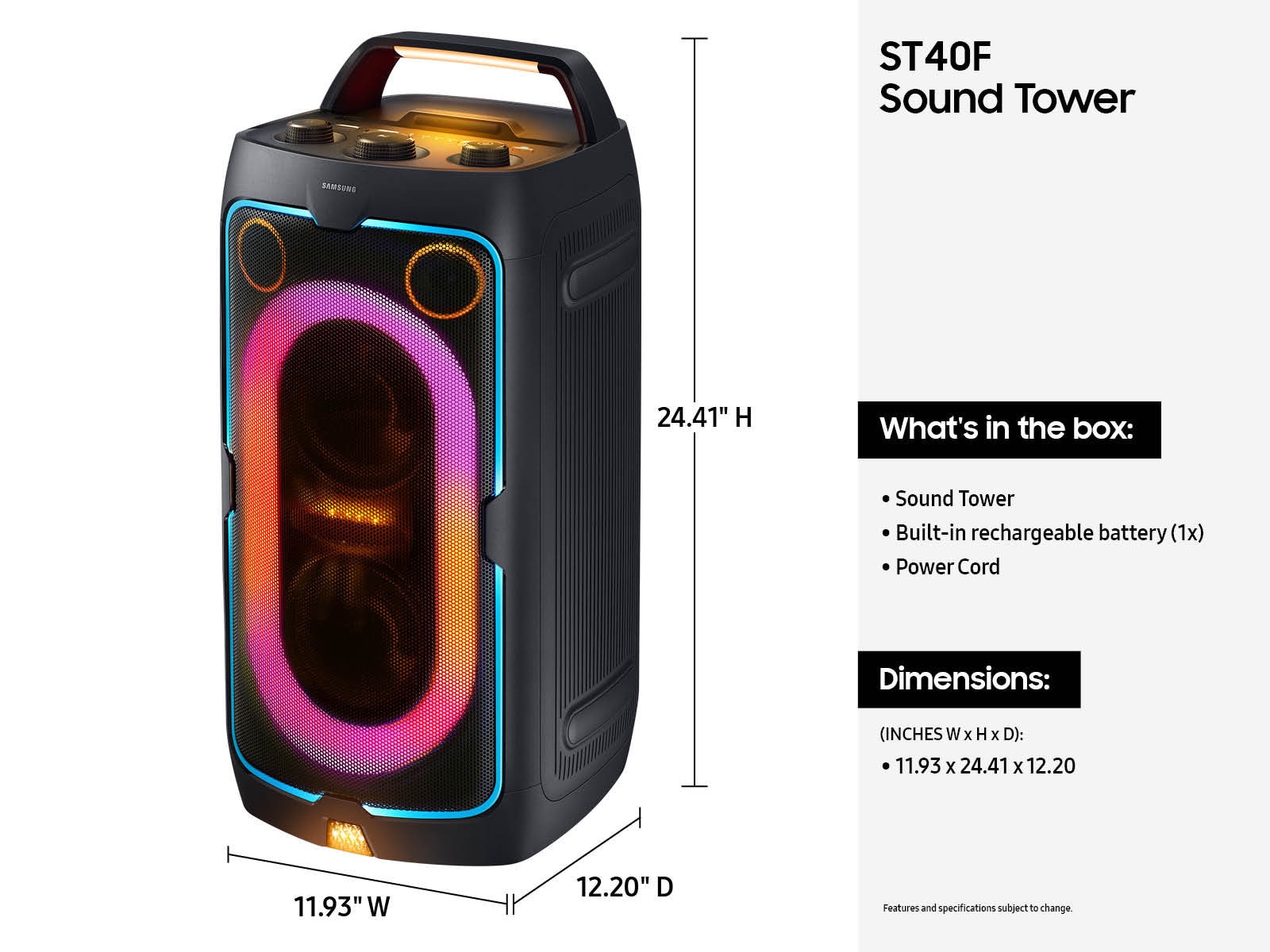 Sound Tower MX-ST40F 160 watts Party Speaker WITB Black 