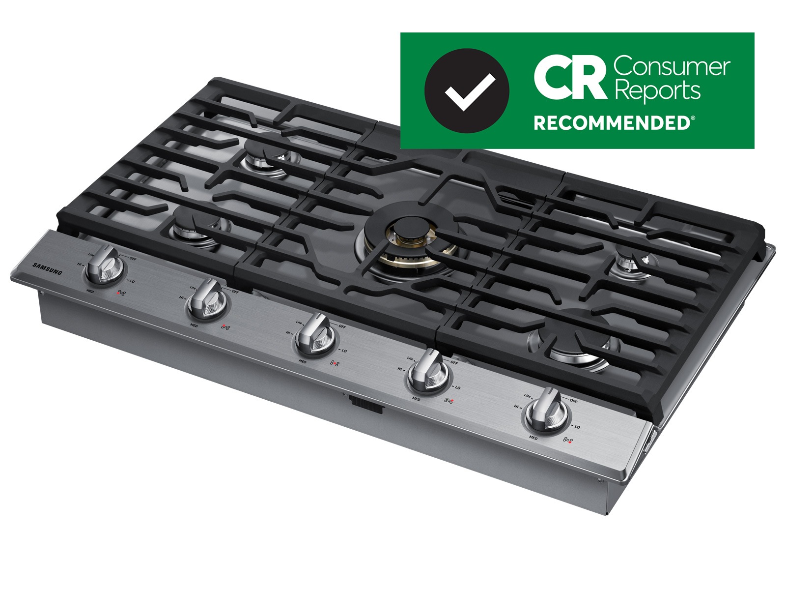 36” Smart Gas Cooktop with 22K BTU Dual Power Burner in Stainless Steel