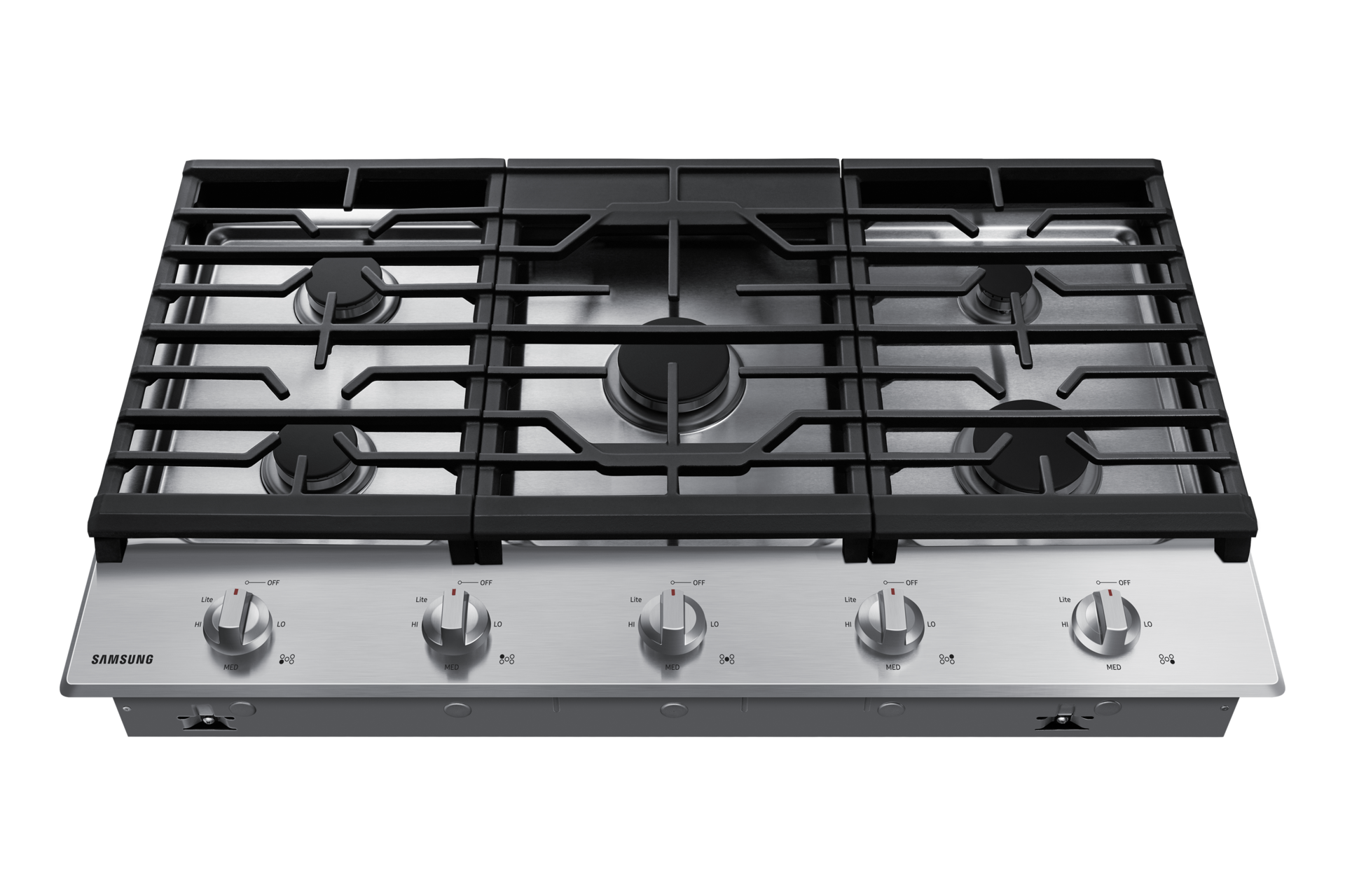 NA5300R Gas Cooktop with Powerful Burners Top-Perspective Silver 