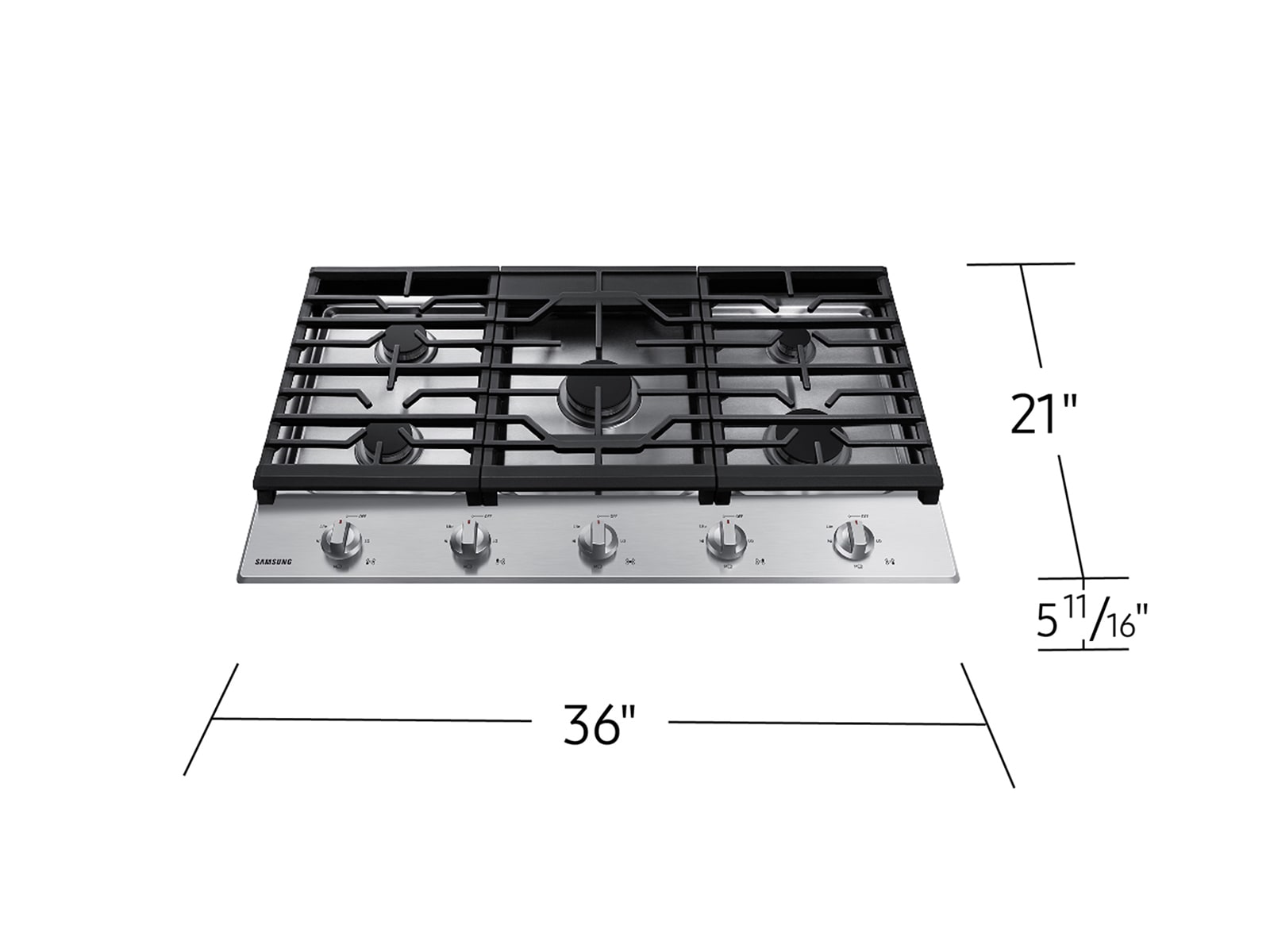 36" Gas Cooktop in Stainless Steel Silver