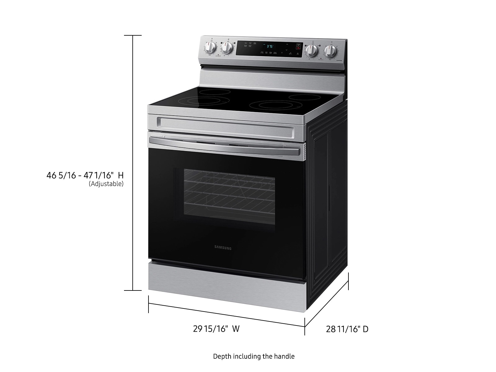 6.3 cu. ft. Smart Freestanding Electric Range with Steam Clean in Stainless Steel Silver