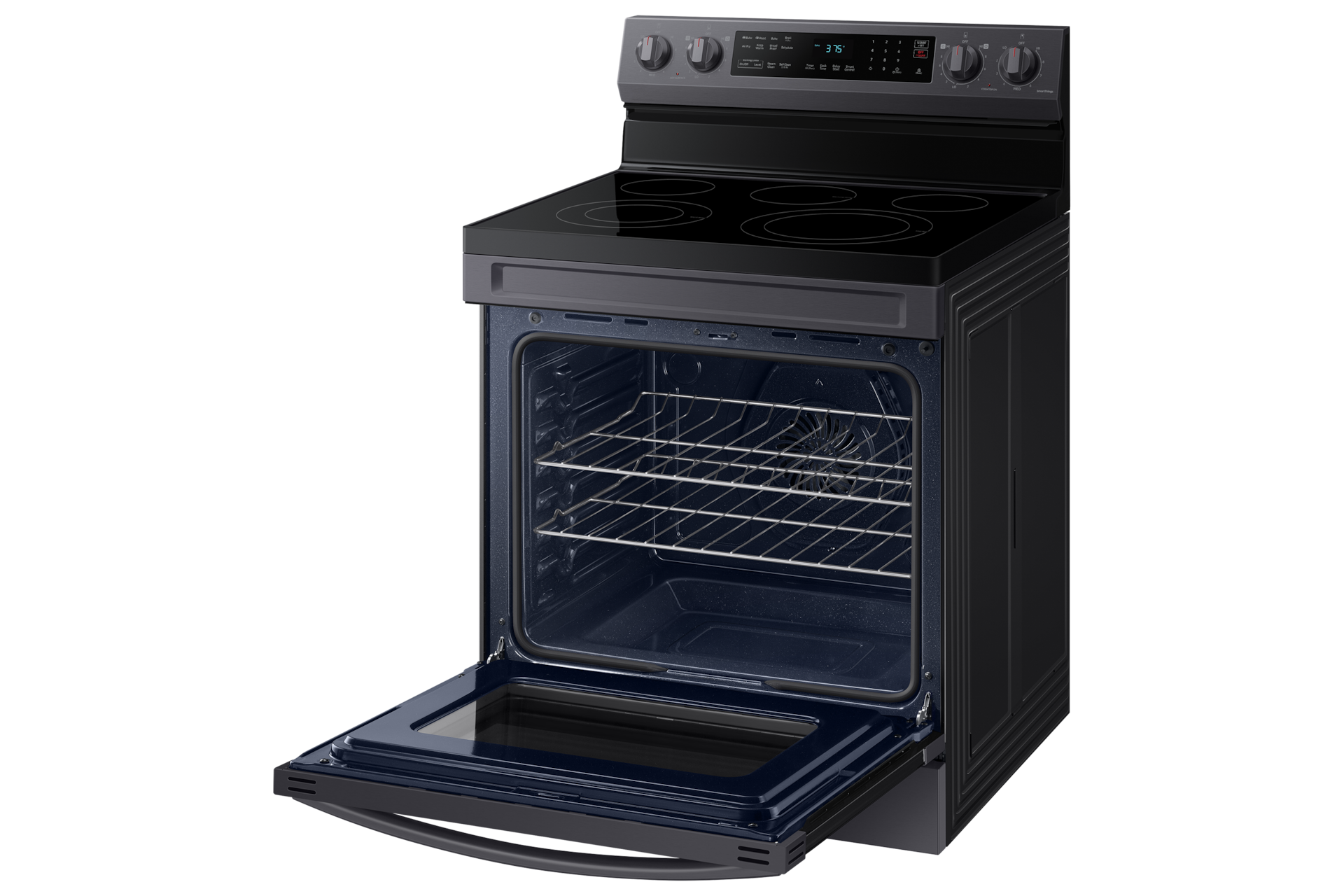 6.3 cu. ft. Smart Freestanding Electric Range with No-Preheat Air Fry &amp; Convection Side-Perspective1 Black 