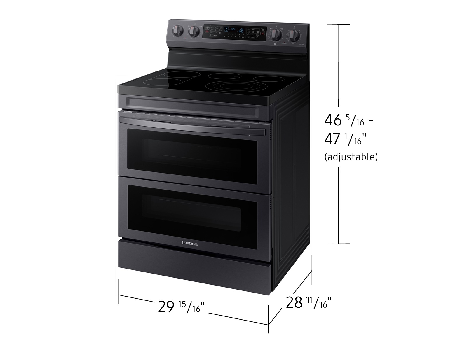 6.3 cu. ft. Smart Freestanding Electric Range with Flex Duo™, No-Preheat Air Fry &amp; Griddle in Black Stainless Steel Front-Open2 Black 