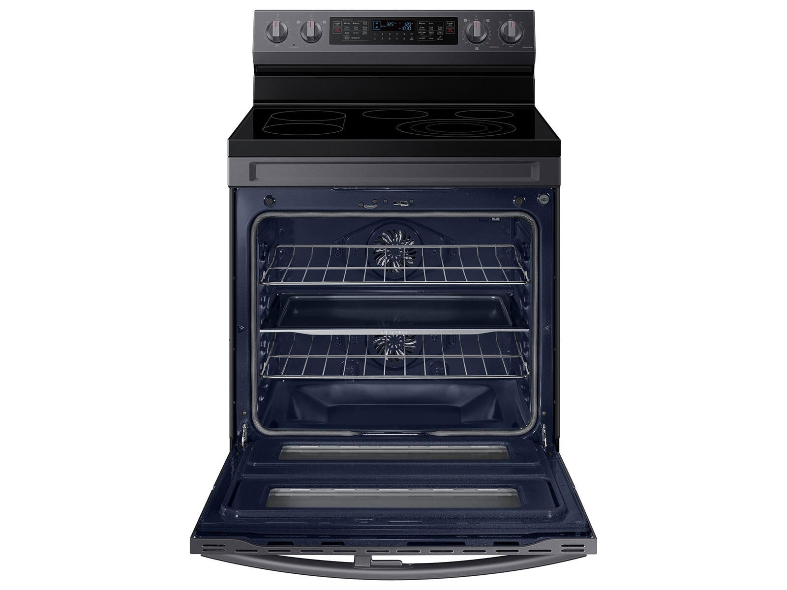 6.3 cu. ft. Smart Freestanding Electric Range with Flex Duo™, No-Preheat Air Fry &amp; Griddle in Black Stainless Steel R-Perspective1 Black 