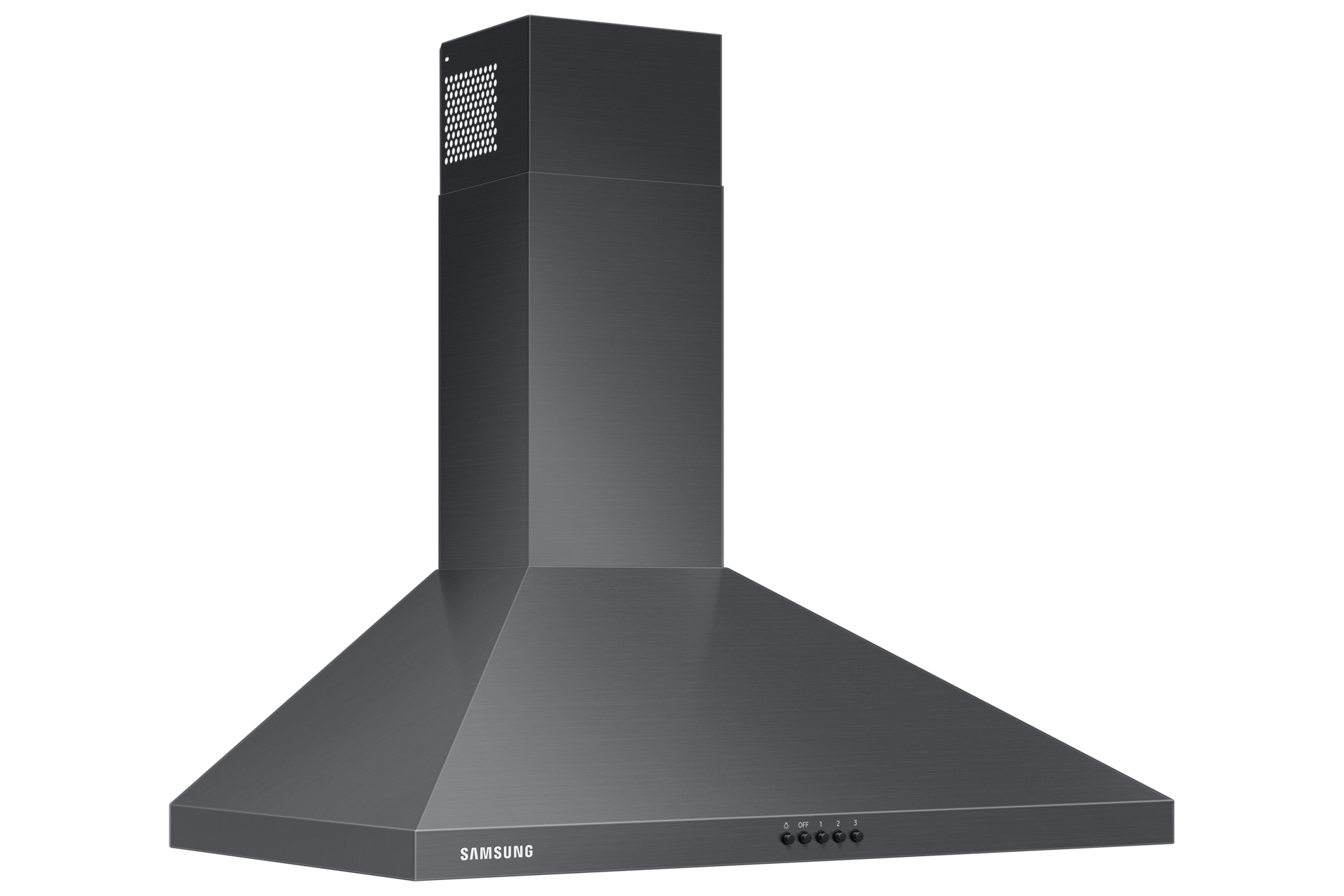 30" Wall Mount Hood in Stainless Steel L-Perspective Black 