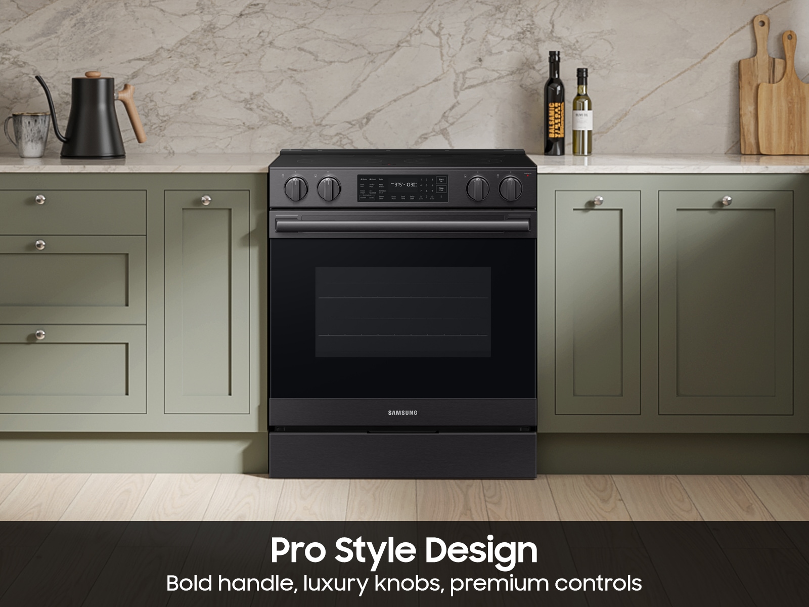  Bespoke Smart Slide-In Electric Range with No Preheat Air Fry Max and True Convection | Samsung US featuring its Pro Style Design