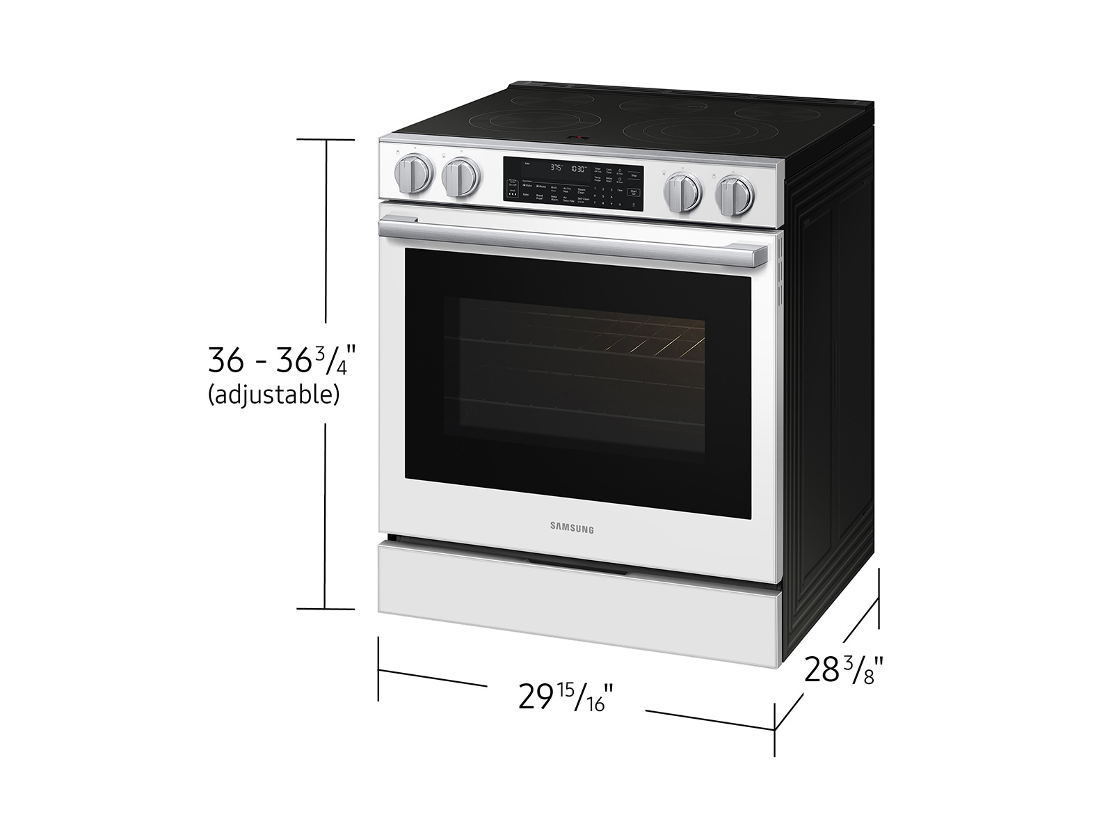 Bespoke Smart Slide-in Electric Range Pro Style Elite Design | Illuminated Knobs Air Fry Max White Glass