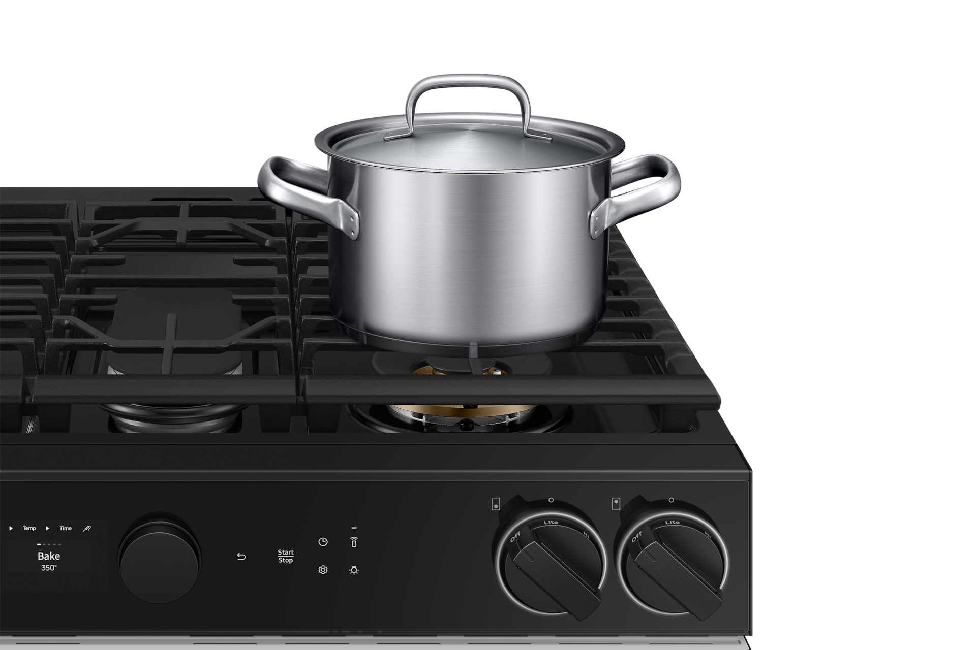 Bespoke 6.0 cu. ft. Smart Slide-In Gas Range with Smart Oven Camera & Illuminated Precision Knobs in White Glass