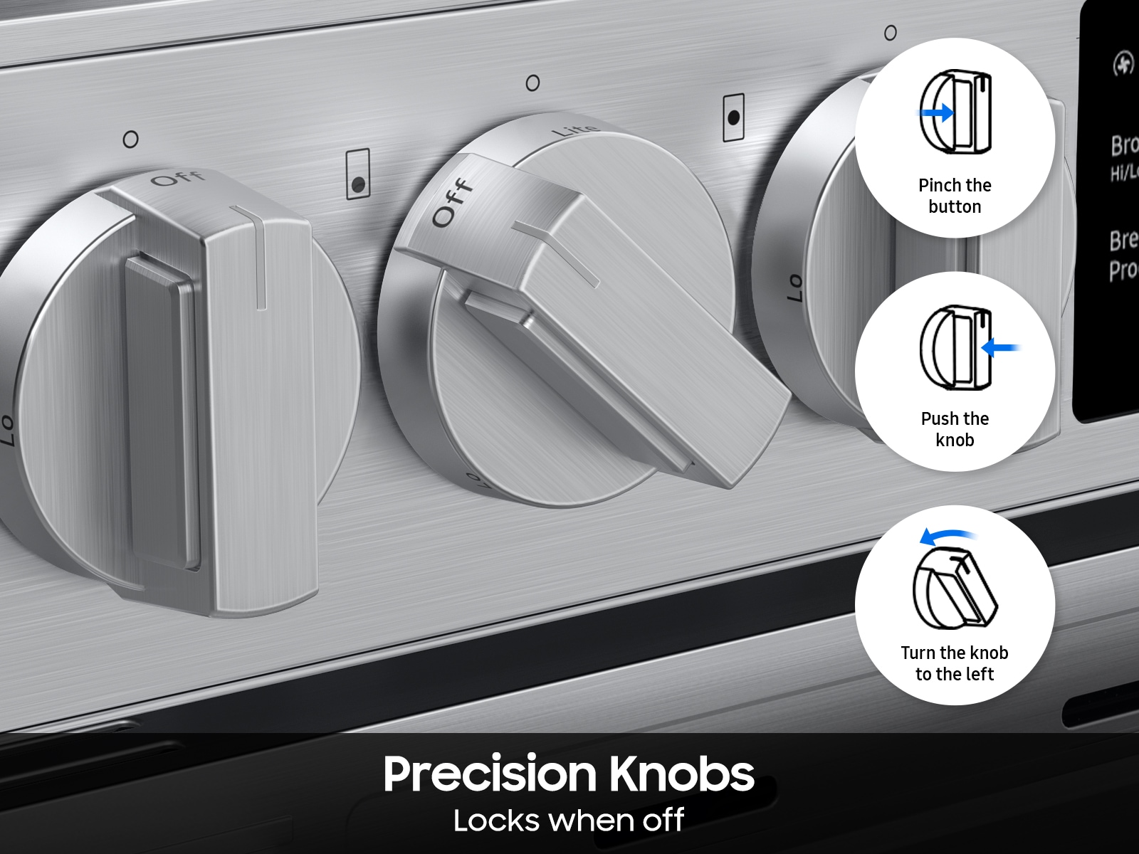  Bespoke Smart Slide-In Gas Range with No Preheat Air Fry Max | Samsung US featuring Illuminated Knobx