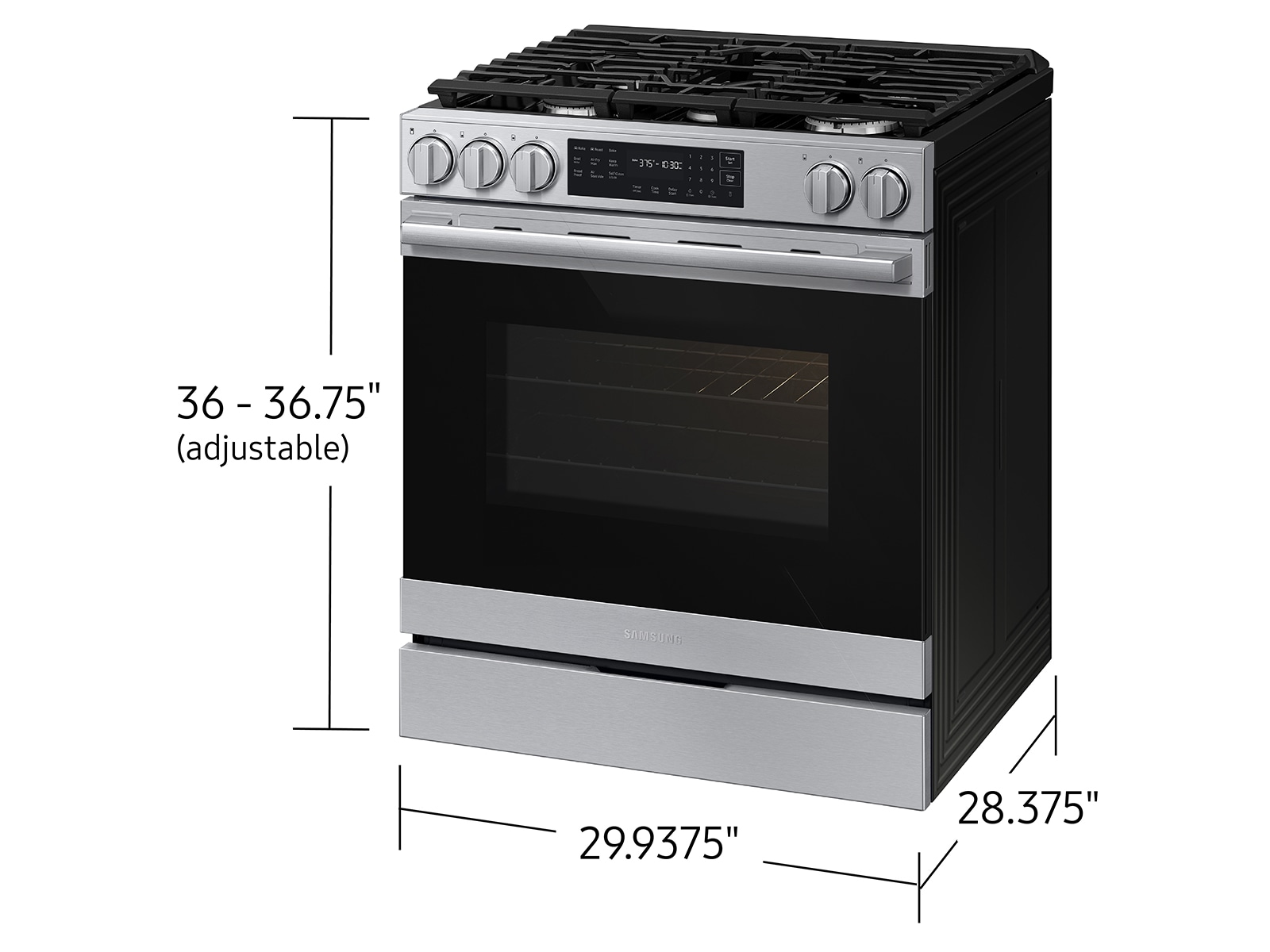 Bespoke Smart Slide-in Gas Range Pro Style Design | Air Fry Max | True Convection Fingerprint Resistant Stainless Steel