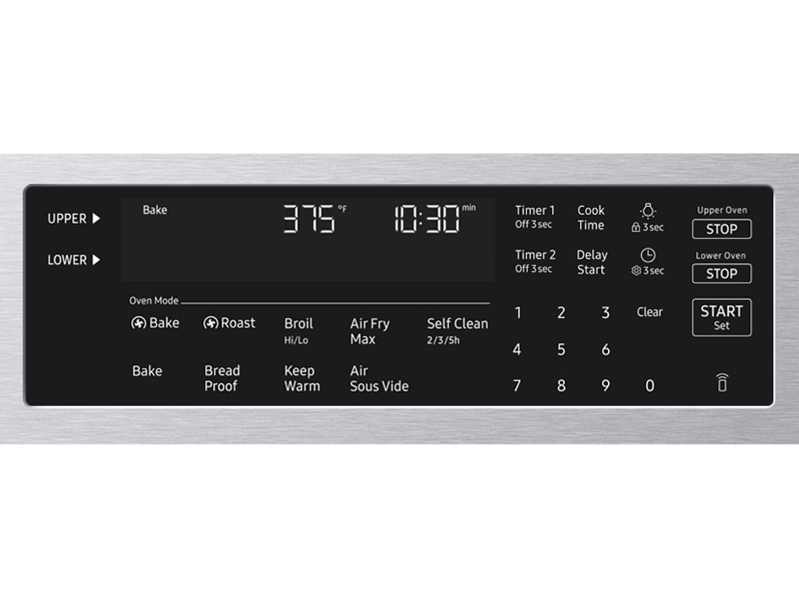 Front control panel on the Bespoke Smart Slide-In Gas Range with Flex Duo™ Oven and Dual True Convection | Samsung US