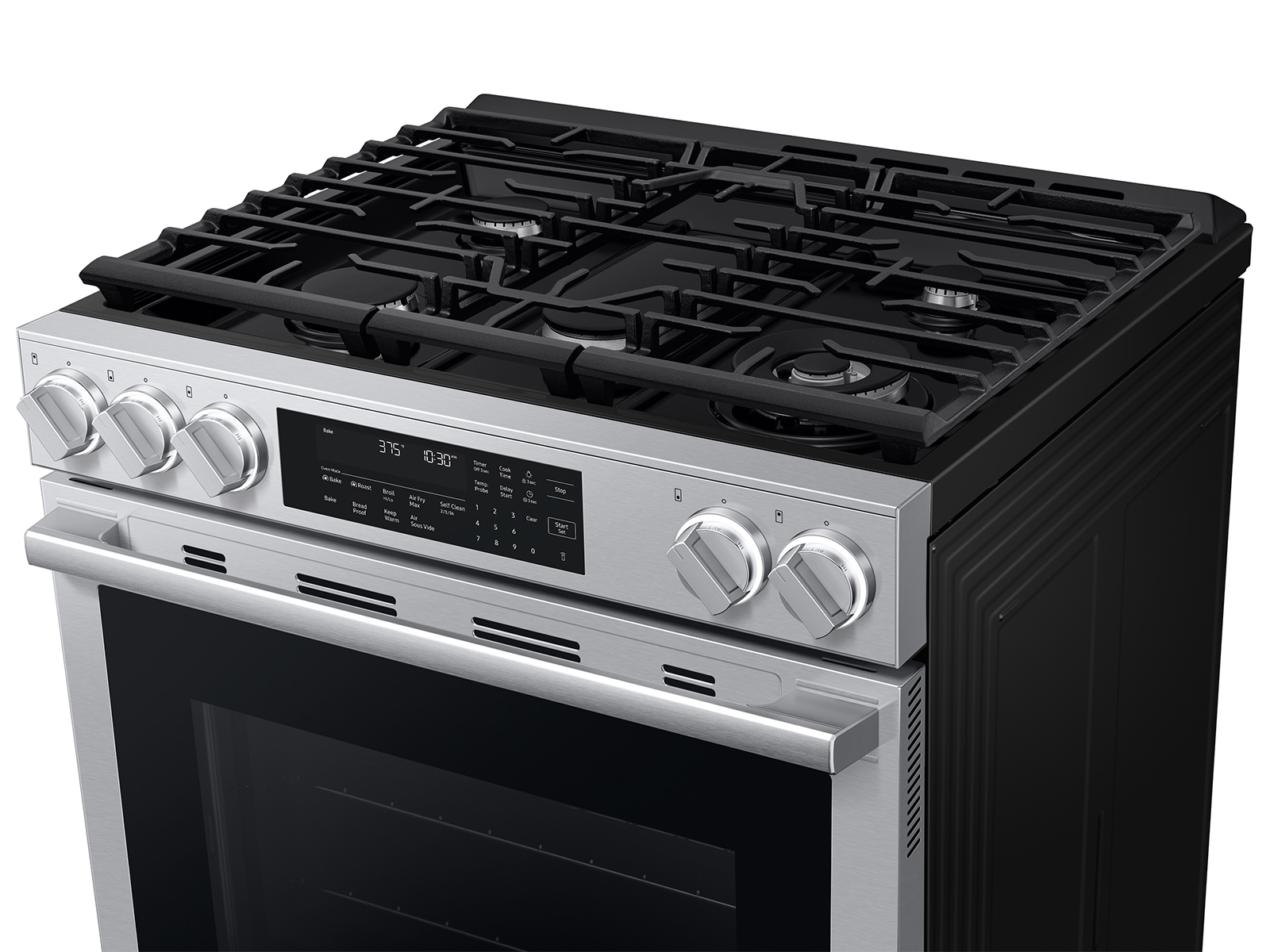 Bespoke Smart Slide-in Gas Range Pro Style Elite Design | Illuminated Knobs | Air Fry Max Fingerprint Resistant Stainless Steel