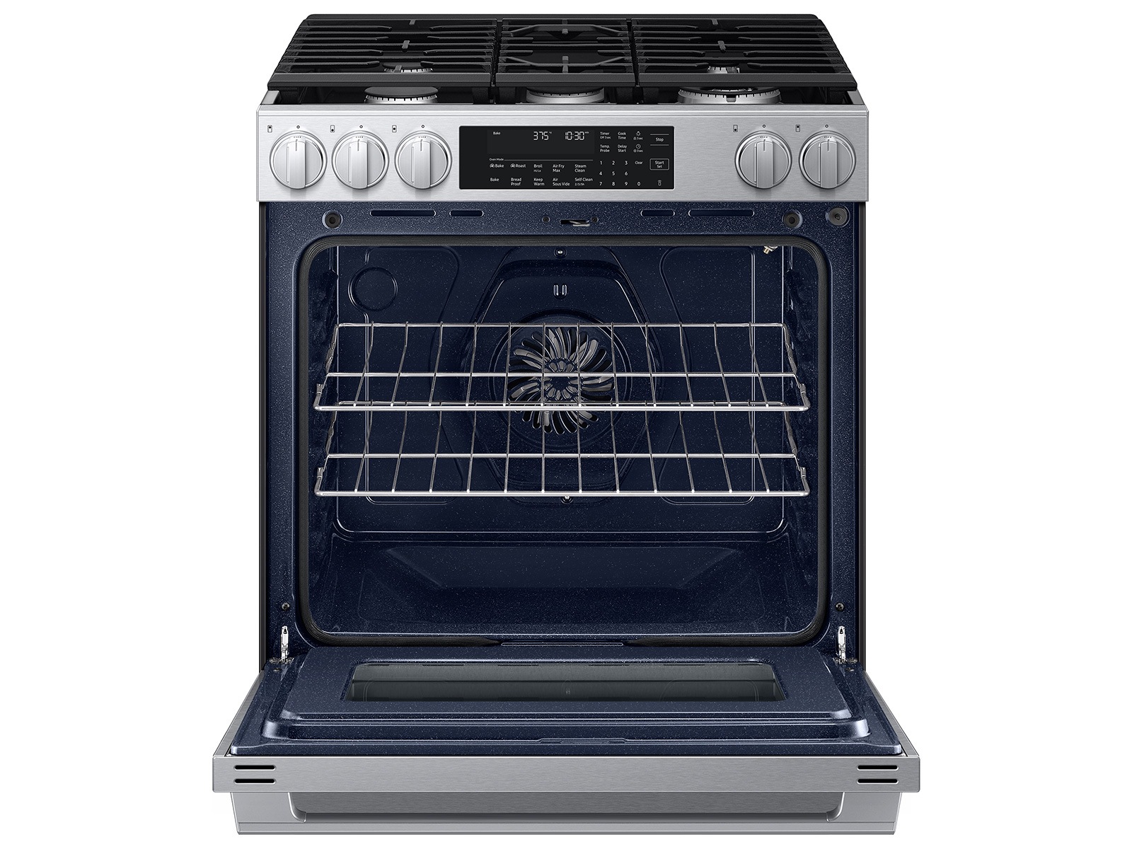 Bespoke Smart Slide-in Dual Fuel Range Pro Style Elite Design | Illuminated Knobs | Air Fry Max Fingerprint Resistant Stainless Steel