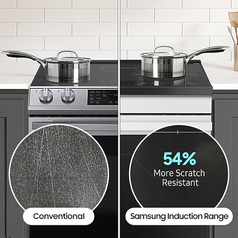 gallery detail 7 - Bespoke 6.3 cu. ft. Smart Slide-In Induction Range with Anti-Scratch Glass Cooktop &amp; Air Fry in White Glass