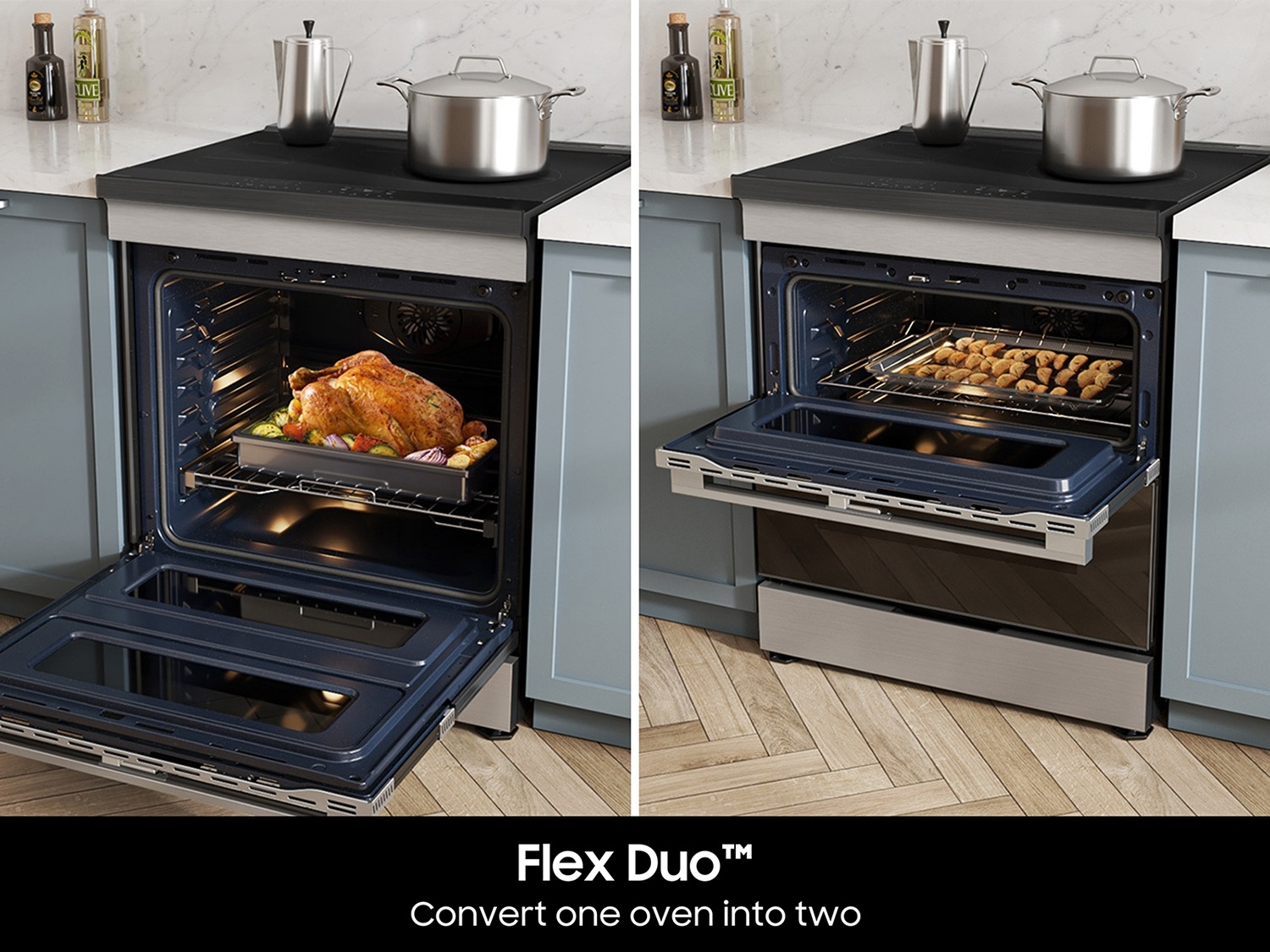 Bespoke Smart Slide-In Induction Range 6.3 cu. ft. with Flex Duo & Ambient Edge Lighting in Stainless Steel Ranges