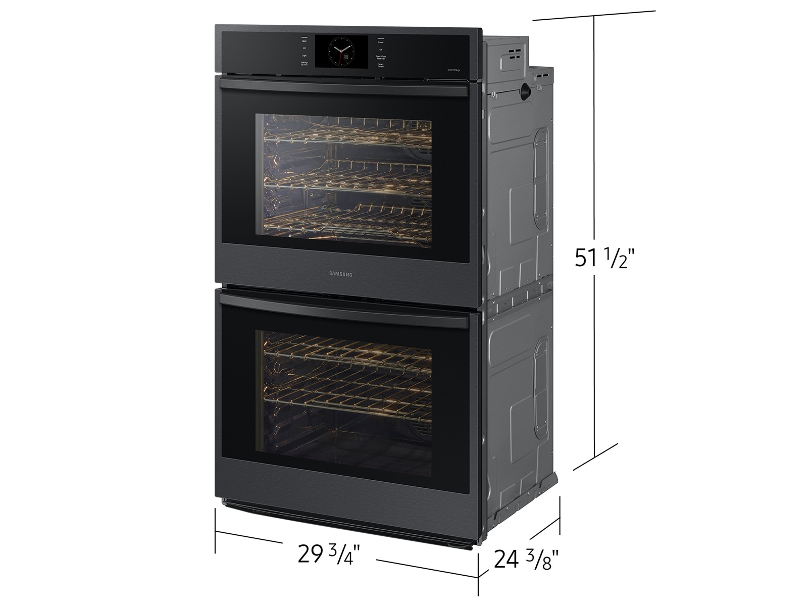30” Double Wall Oven with Steam Cook in Matte Black Steel