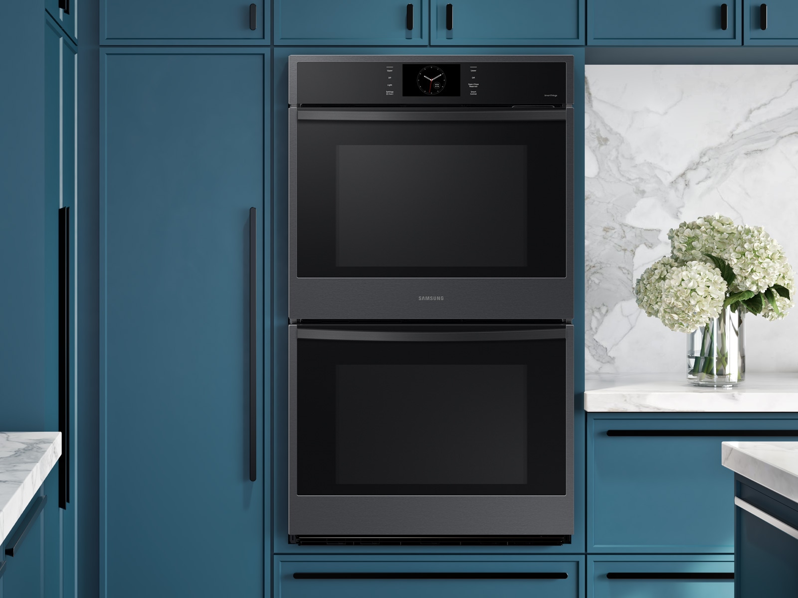 30” Double Wall Oven with Steam Cook in Matte Black Steel