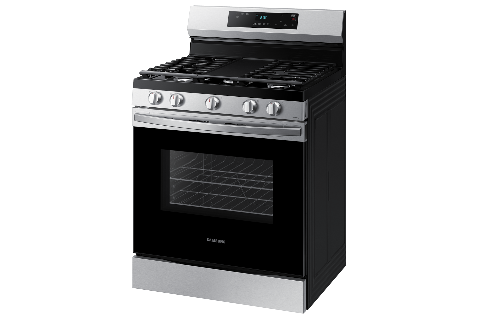 6.0 cu. ft. Smart Freestanding Gas Range with Integrated Griddle R-Perspective Silver 