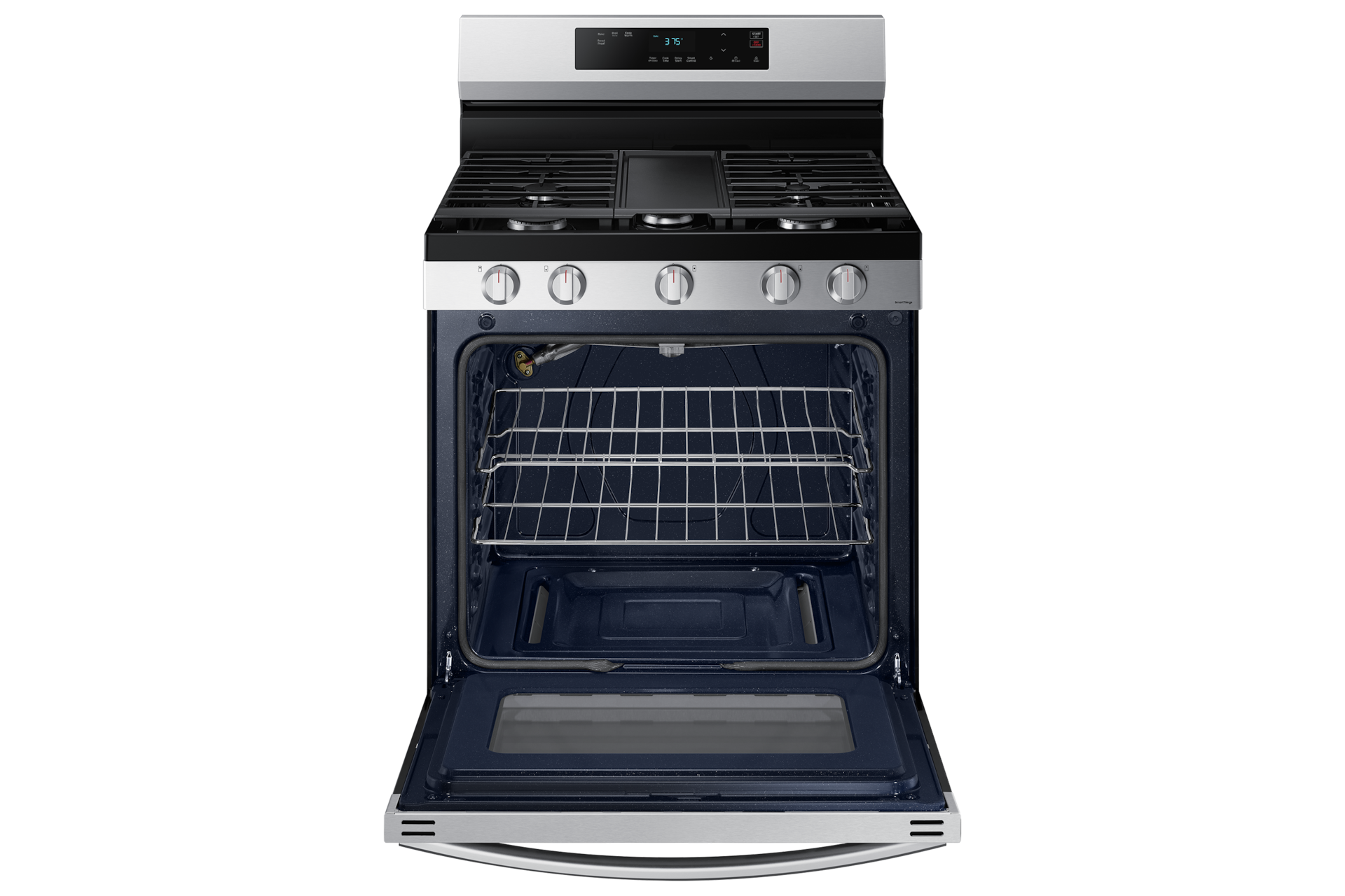 6.0 cu. ft. Smart Freestanding Gas Range with Integrated Griddle Front-Open2 Silver 