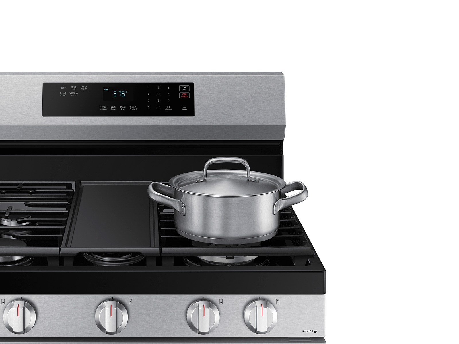 6.0 cu. ft. Smart Freestanding Gas Range with 18K BTU Dual Power Burner &amp; Self Clean in Stainless Steel Silver