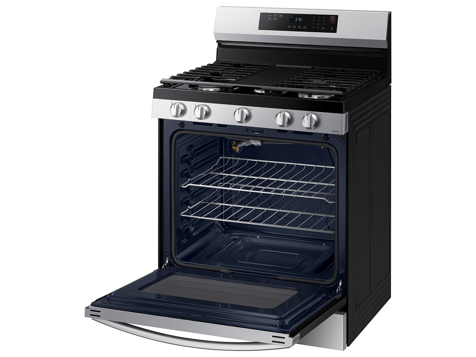 6.0 cu. ft. Smart Freestanding Gas Range with 18K BTU Dual Power Burner &amp; Self Clean in Stainless Steel Silver