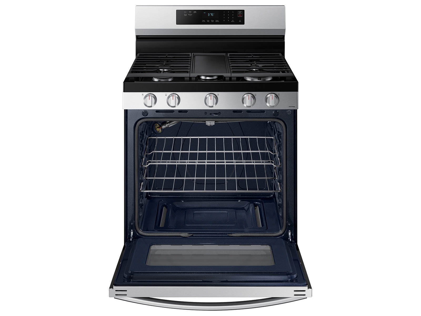 6.0 cu. ft. Smart Freestanding Gas Range with 18K BTU Dual Power Burner &amp; Self Clean in Stainless Steel Silver