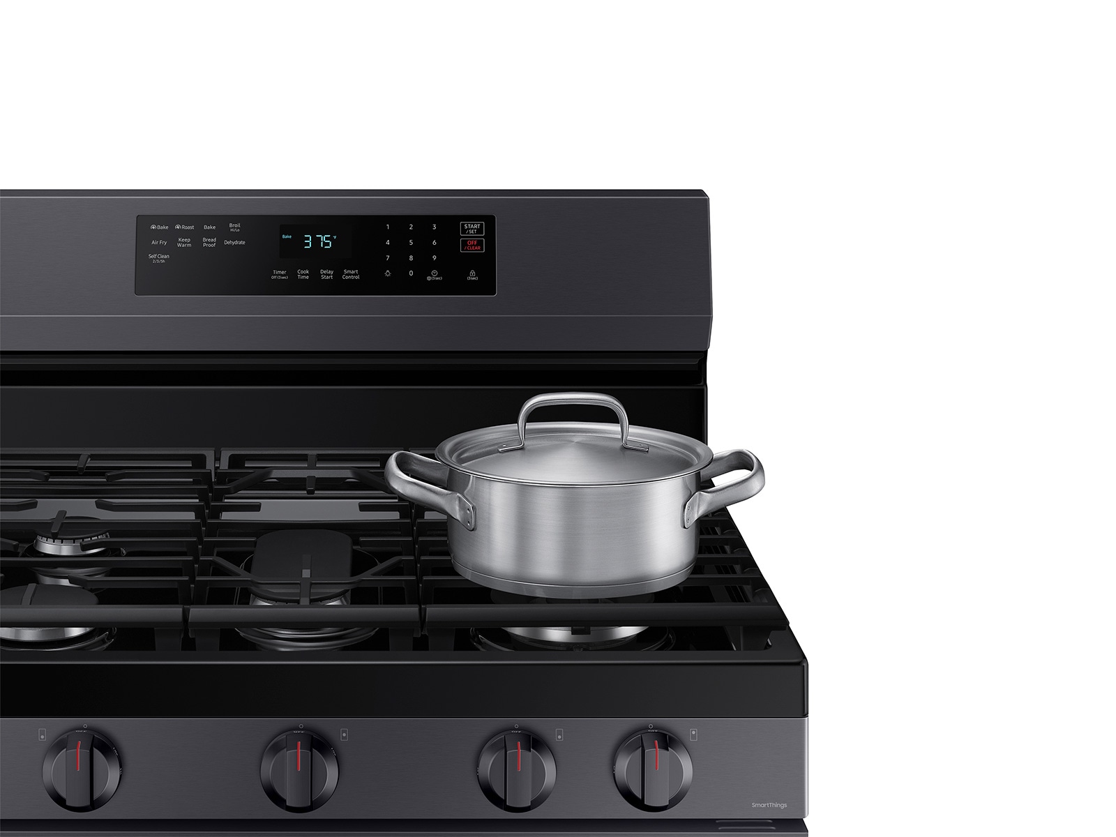 6.0 cu. ft. Smart Freestanding Gas Range with No-Preheat Air Fry &amp; Convection in Black Stainless Steel Black